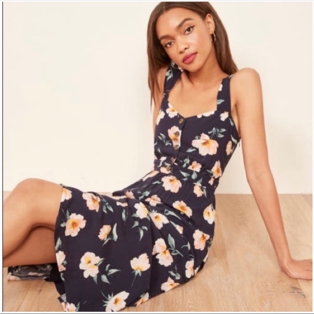 Reformation Lanai Floral Print Midi Dress